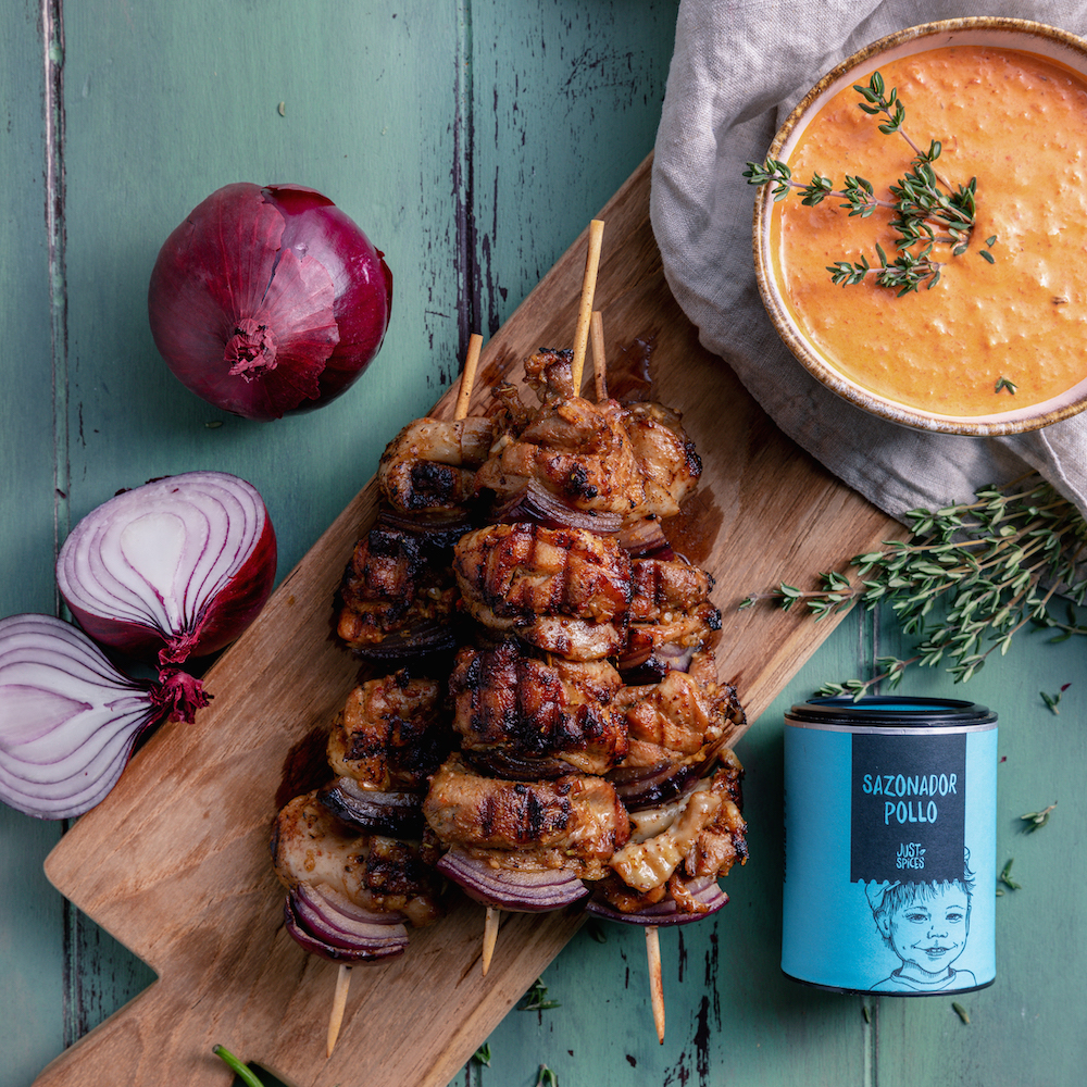 Brochetas de pollo a la barbacoa