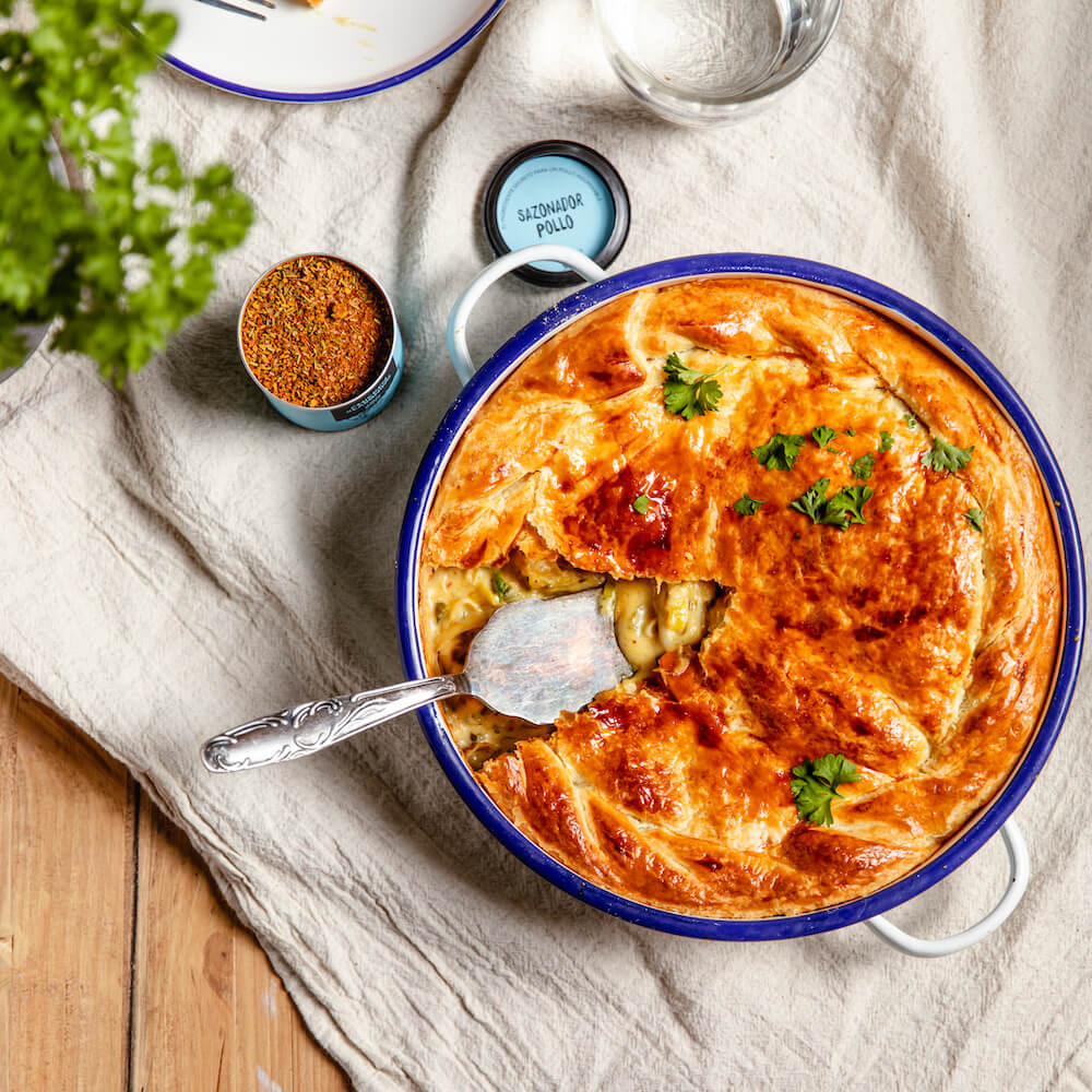 Pastel de puerros y pollo