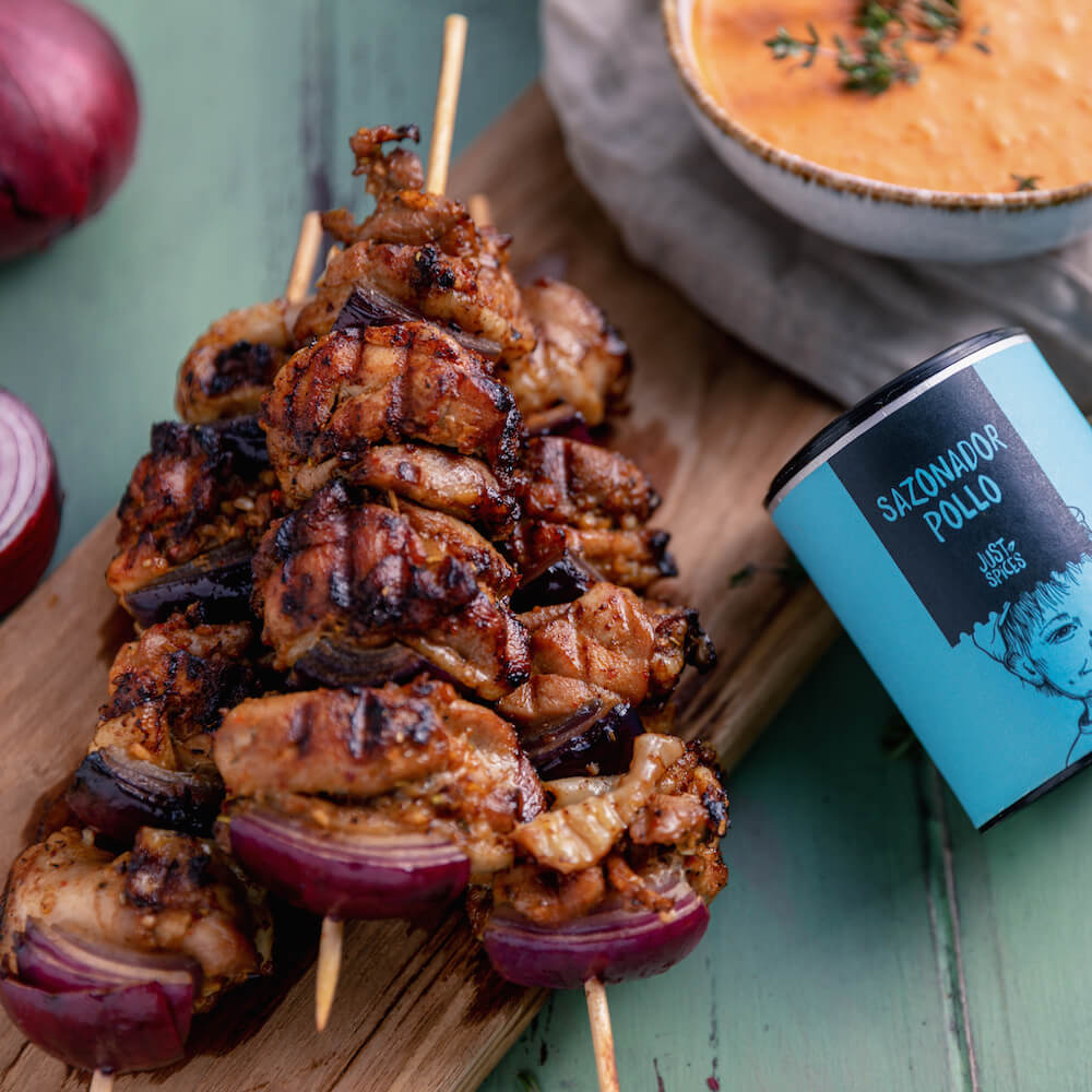 Brochetas de pollo en freidora de aire