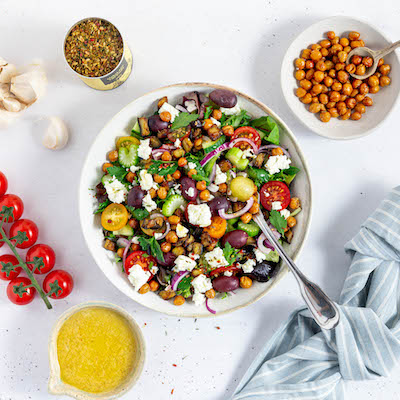 Ensalada de garbanzos crujientes