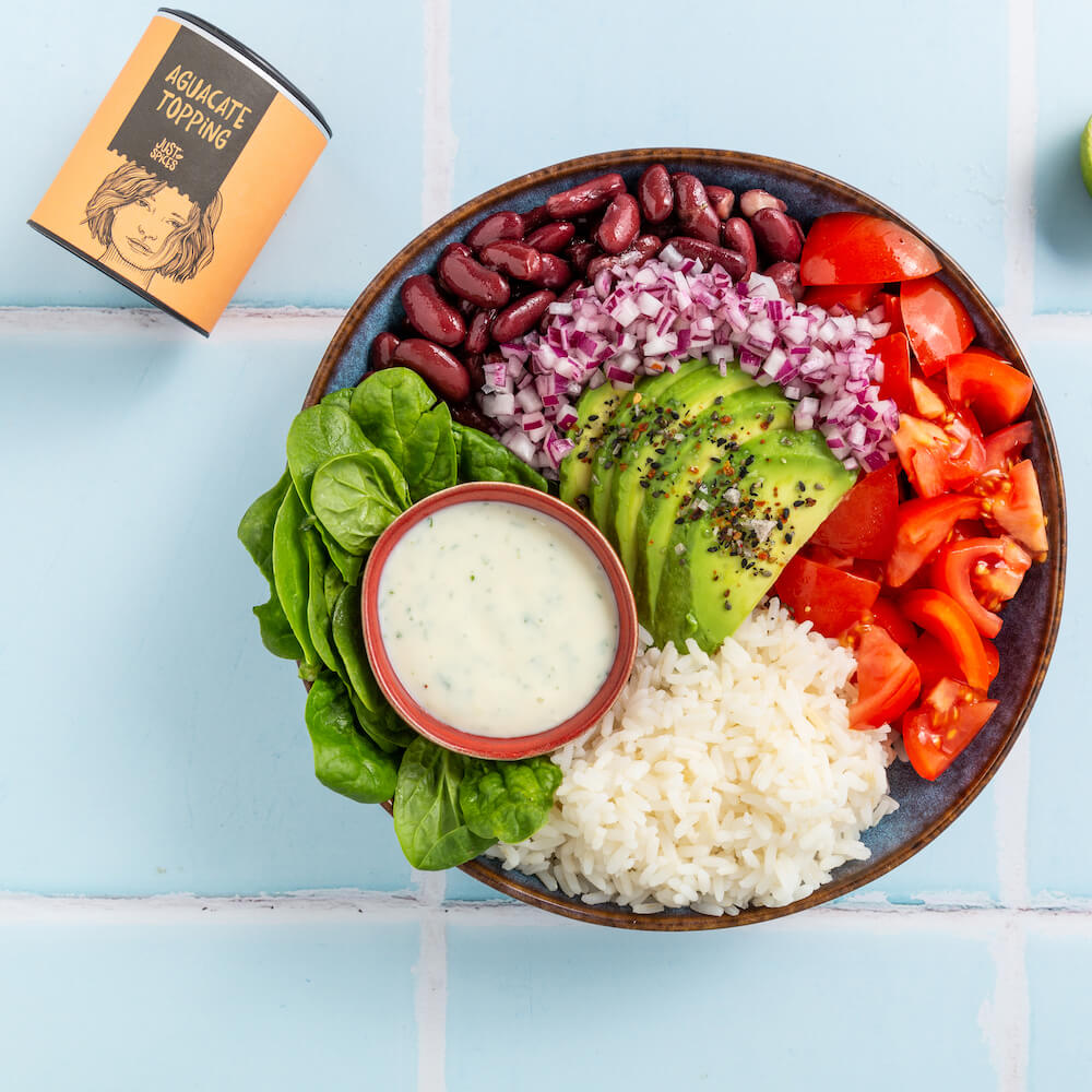 Burrito con aguacate en bowl