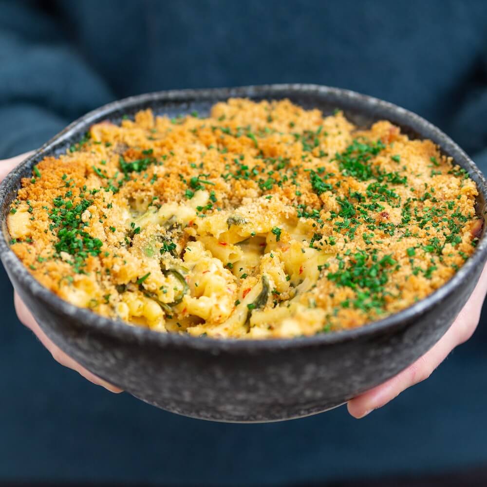 Macarrones gratinados crujientes en airfryer