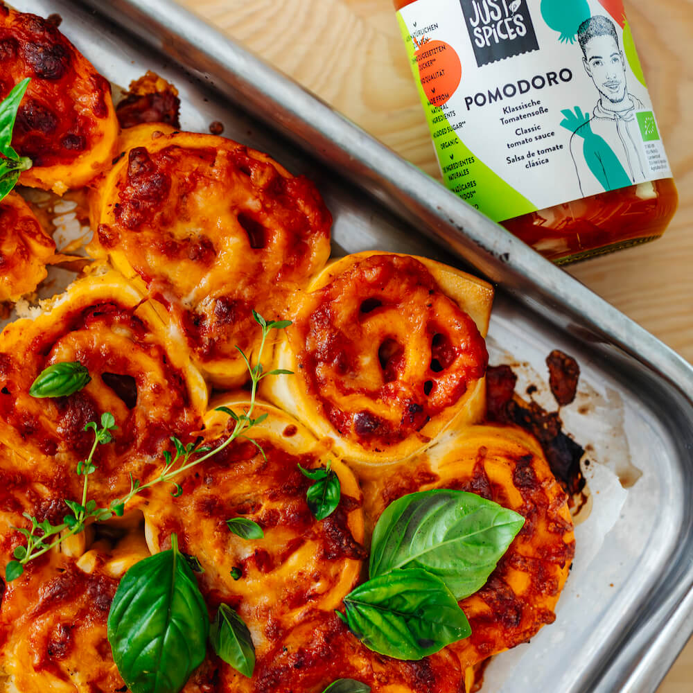 Pizza rolls de jamón y queso