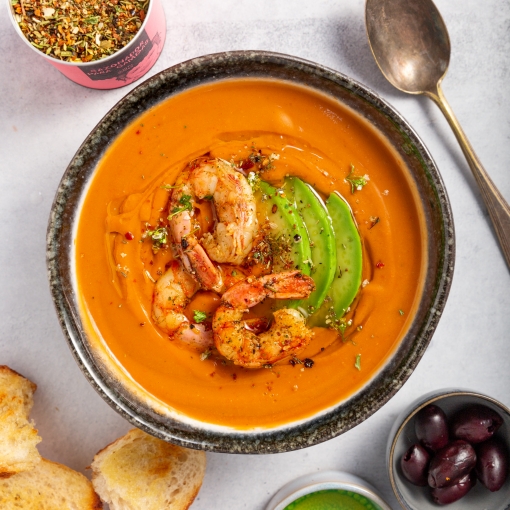 Salmorejo con gambas