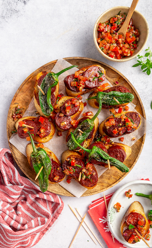 Menú navideño sencillo, pinxos con chorizo