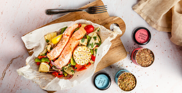 Menú de San Valentin - salmón con verduras