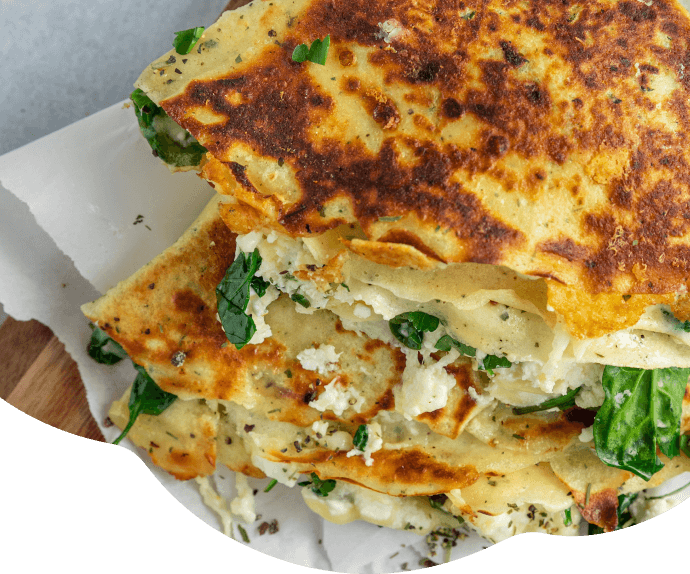 Crepe de espinacas y queso