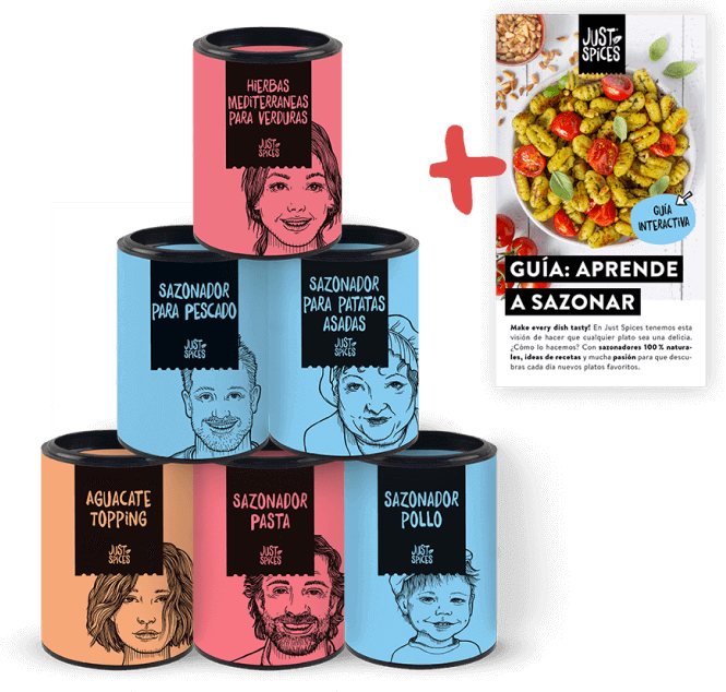 Set de Iniciación: Tus inicios en el mundo de Just Spices + 6 sazonadores favoritos + Un sazonador perfecto para cada sabor