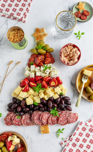 Menú de Nochebuena: árbol de embutidos y queso
